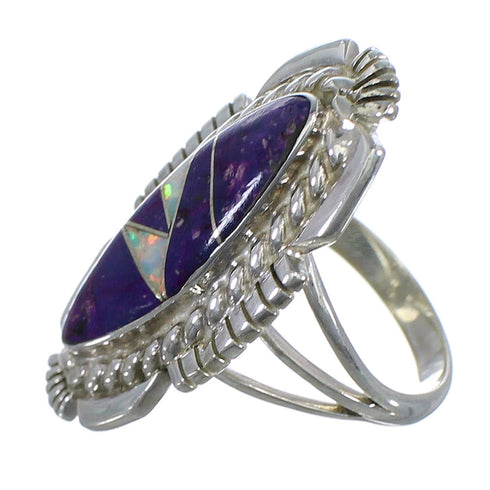 Magenta Turquoise Opal Southwest Silver Ring Size 5-1/4 TX45896